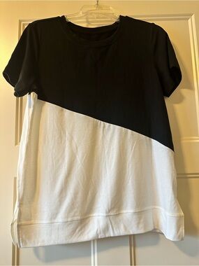 Black and White Short Sleeve Colorblock Tee